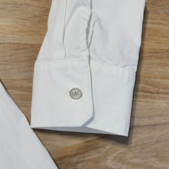 💜Michael Kors White Zippered Front Long Sleeve Top Size 10 - Picture 7 of 10